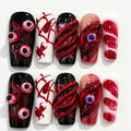 Black Red Halloween Eye Almond Press-On Nails
