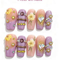 Purple Pink Butterfly Gem Almond Press-On Nails
