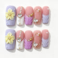 Purple Pink Butterfly Chain Almond Press-On Nails