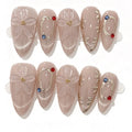 Nude Pink Flower Charm Almond Press-On Nails