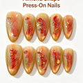 Amber Orange Red Gradient Almond Press-On Nails